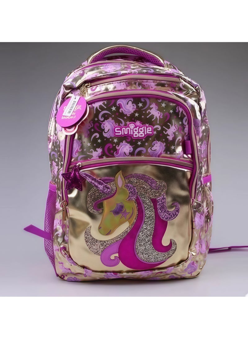 Smiggle Girls Sequin Schoolbag Student Schoolbag Primary and Secondary School Children's Backpack Outdoor Leisure Bag Backpack 42*30CM