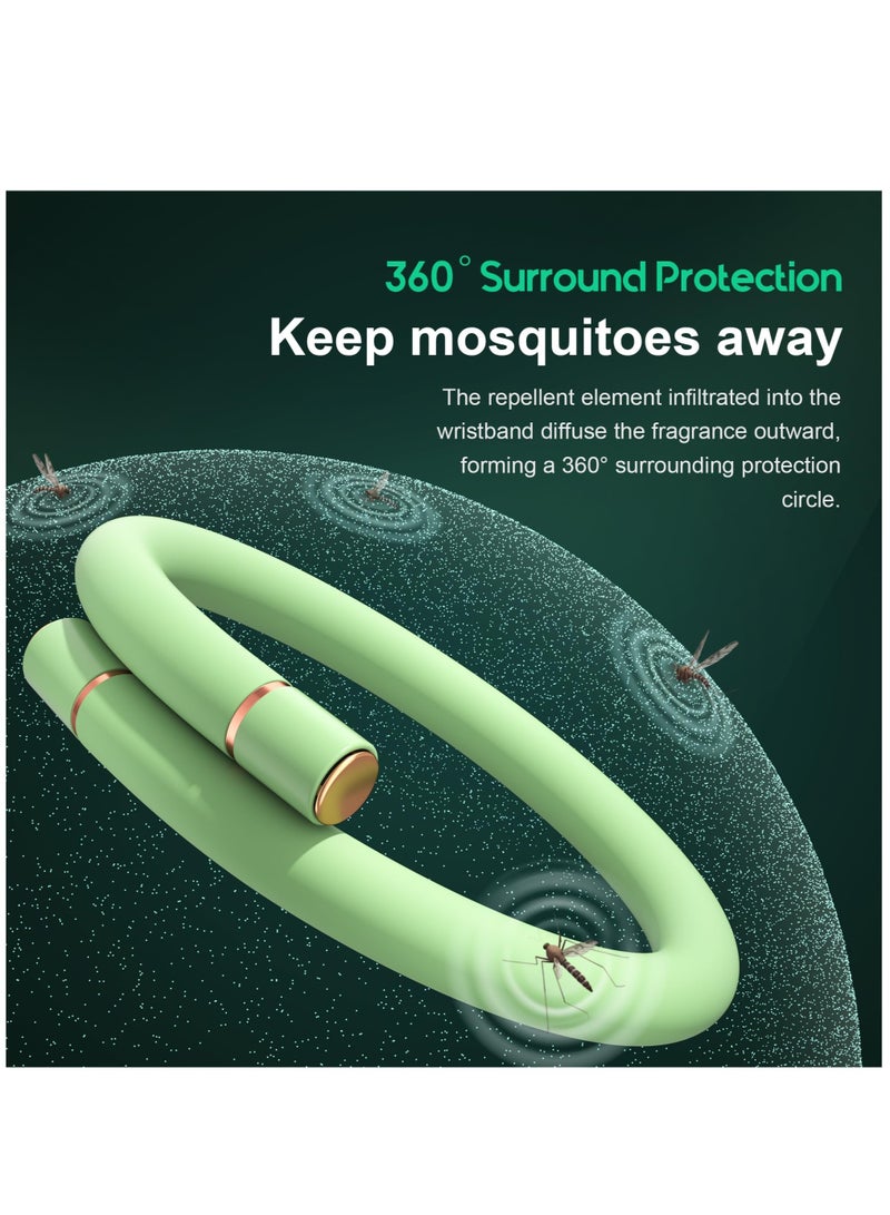 Excefore Mosquito Bracelets, Insect & Pest Mosquito Bands for Adults and Kids, DEET Free, Mosquito Wristbands Outdoor Patio Hiking Camping Gear Must Haves, 6 Replacement Cores, Green  - Image 2