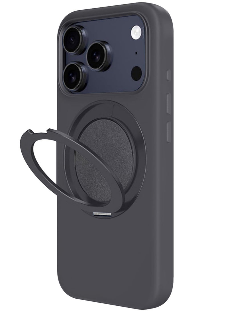 CATANES غطاء سيليكون مغناطيسي MagSafe لجهاز آبل آيفون 17 برو ماكس - حامل مغناطيسي دوار 360°، قبضة سيليكون سائلة ناعمة - حماية كاملة للكاميرا - غطاء هاتف غير قابل للانزلاق - رمادي داكن - Image 1