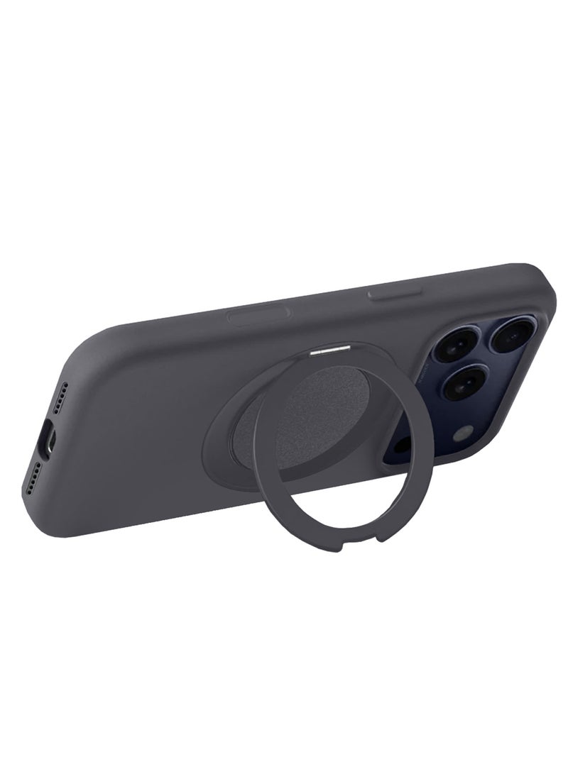 CATANES غطاء سيليكون مغناطيسي MagSafe لجهاز آبل آيفون 17 برو ماكس - حامل مغناطيسي دوار 360°، قبضة سيليكون سائلة ناعمة - حماية كاملة للكاميرا - غطاء هاتف غير قابل للانزلاق - رمادي داكن - Image 3