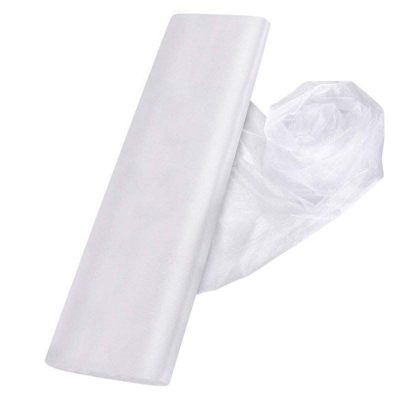 Crystal Organza Tulle Sheer Fabric Backdrop Curtains for Wedding Baby Shower Birthday Party Event Decor 19 by 30 Yard White