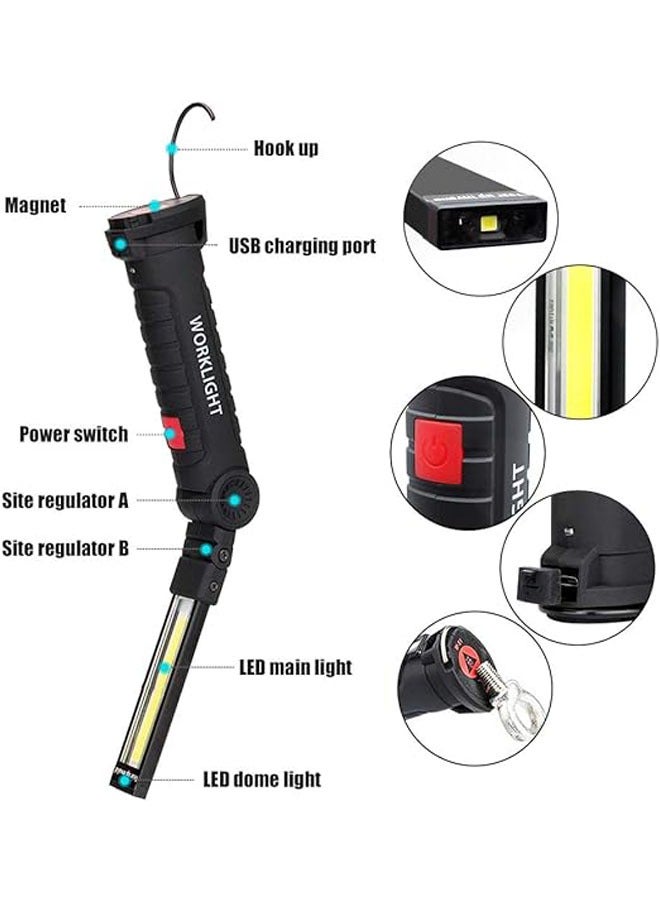 general LED Work Light, USB Rechargeable Work Light with Magnetic Base, 360° Rotation & 5 Lighting Modes Portable Inspection Work Light Home Handheld Flashlight for Repair, Camping, Riding - Image 2