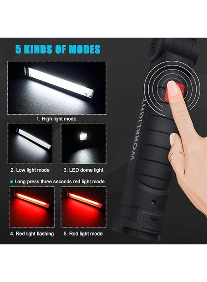 general LED Work Light, USB Rechargeable Work Light with Magnetic Base, 360° Rotation & 5 Lighting Modes Portable Inspection Work Light Home Handheld Flashlight for Repair, Camping, Riding - Image 3