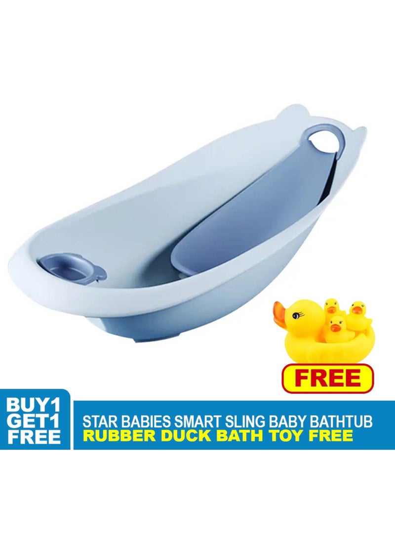 STAR BABiES Smart Sling 3-Stage Tub - Grey With Free Rubber Duck Toy Pack Of 4 Yellow - Image 2