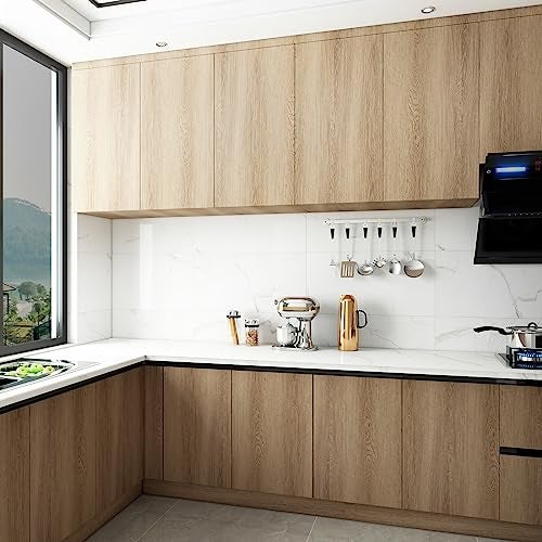 TOTIO Light Brown Wood Grain Contact Paper Tan Walnut Textured Peel and Stick Wallpaper 16x354in Air Guide Slot Design Matte Thicken Self-Adhesive Waterproof Furniture Stickers Vinyl Decorative Film - Image 4