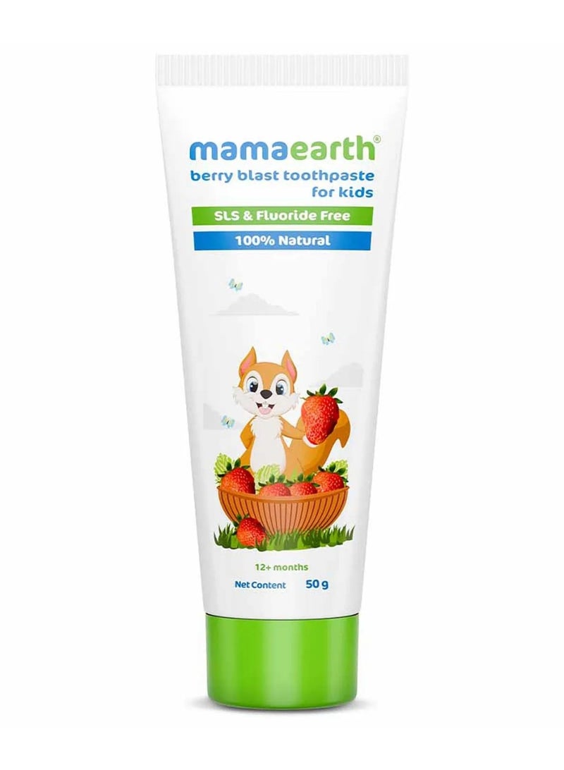 Mamaearth 100% Natural Berry Blast Kids Plaque Removal Toothpaste 50 Gm, Fluoride Free, SLS Free, No Artificial Flavours, Best for baby - Image 2