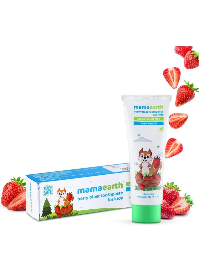Mamaearth 100% Natural Berry Blast Kids Plaque Removal Toothpaste 50 Gm, Fluoride Free, SLS Free, No Artificial Flavours, Best for baby - Image 4