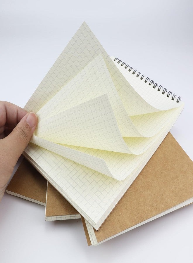 Aacehlh 4 Pack Graph Paper Notebook, A5 Top Wirebound Grid Spiral Notebook,5.8" x 8.3",160 Pages Grid Paper,Grid Notepad for Students, Math, Engineering (Kraft) - Image 4