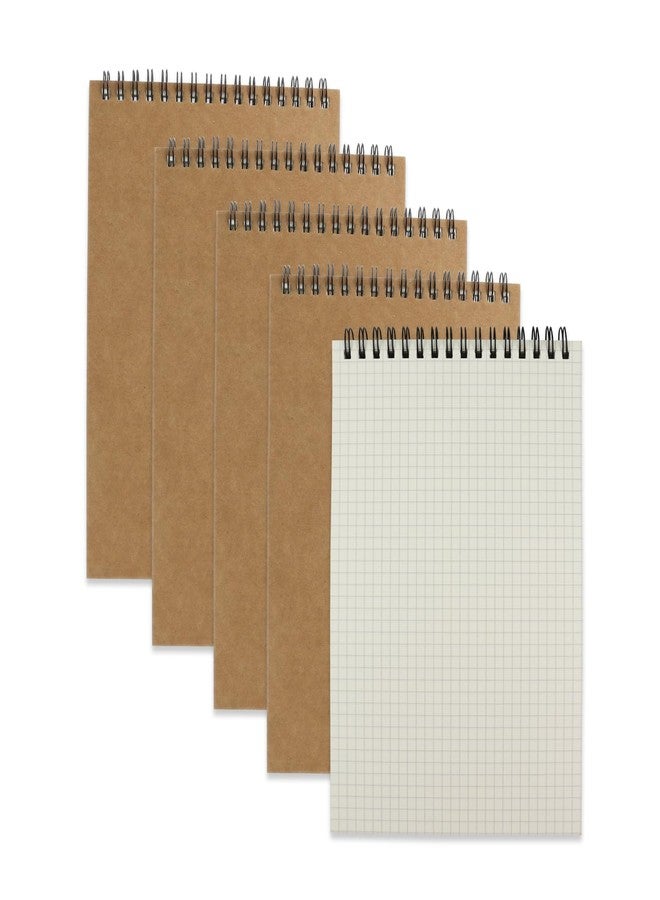 Aacehlh 4 Pack Graph Paper Notebook, A5 Top Wirebound Grid Spiral Notebook,5.8" x 8.3",160 Pages Grid Paper,Grid Notepad for Students, Math, Engineering (Kraft) - Image 1