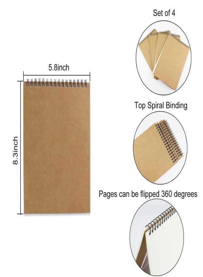 Aacehlh 4 Pack Graph Paper Notebook, A5 Top Wirebound Grid Spiral Notebook,5.8" x 8.3",160 Pages Grid Paper,Grid Notepad for Students, Math, Engineering (Kraft) - Image 2