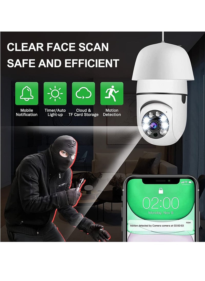 ELTRAZONE Bulb Camera, 1080P Security Camera System with 2.4GHz WiFi, 360 Degree Wireless Home Surveillance Cameras, Night Vision, Two Way Audio, Smart Motion Detection - Image 2