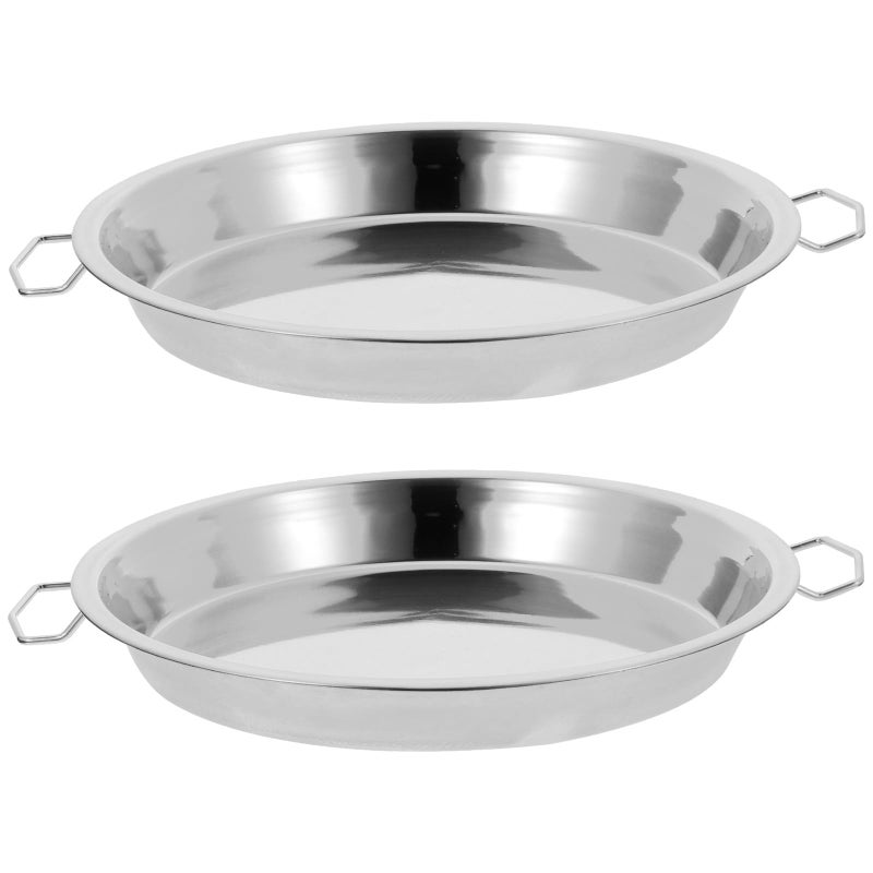 Hemoton 2Pcs Stainless Steel Steaming Tray and Hot Dish Plate 10 Inch Cold Noodle Making Tools Steamed Rice Tray Chinese Liangpi Steamer Pan Round Cake Pan Fruit Tray Dishwasher Safe