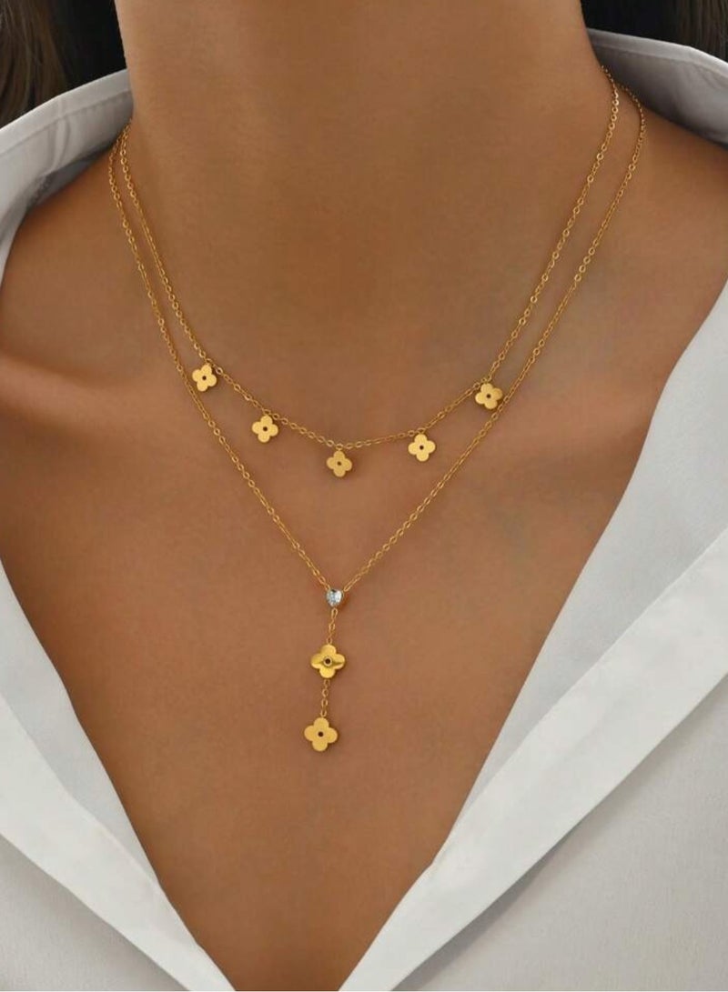 إيكوال سلسال نسائي أنيق من الاستانلس ستيل مطلي باللون الذهبي - Image 1