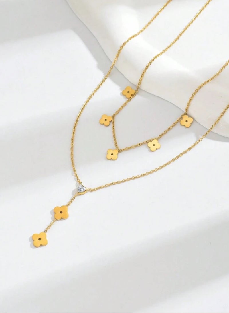 إيكوال سلسال نسائي أنيق من الاستانلس ستيل مطلي باللون الذهبي - Image 2