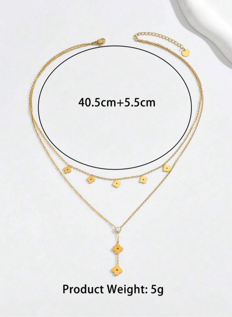 إيكوال سلسال نسائي أنيق من الاستانلس ستيل مطلي باللون الذهبي - Image 4