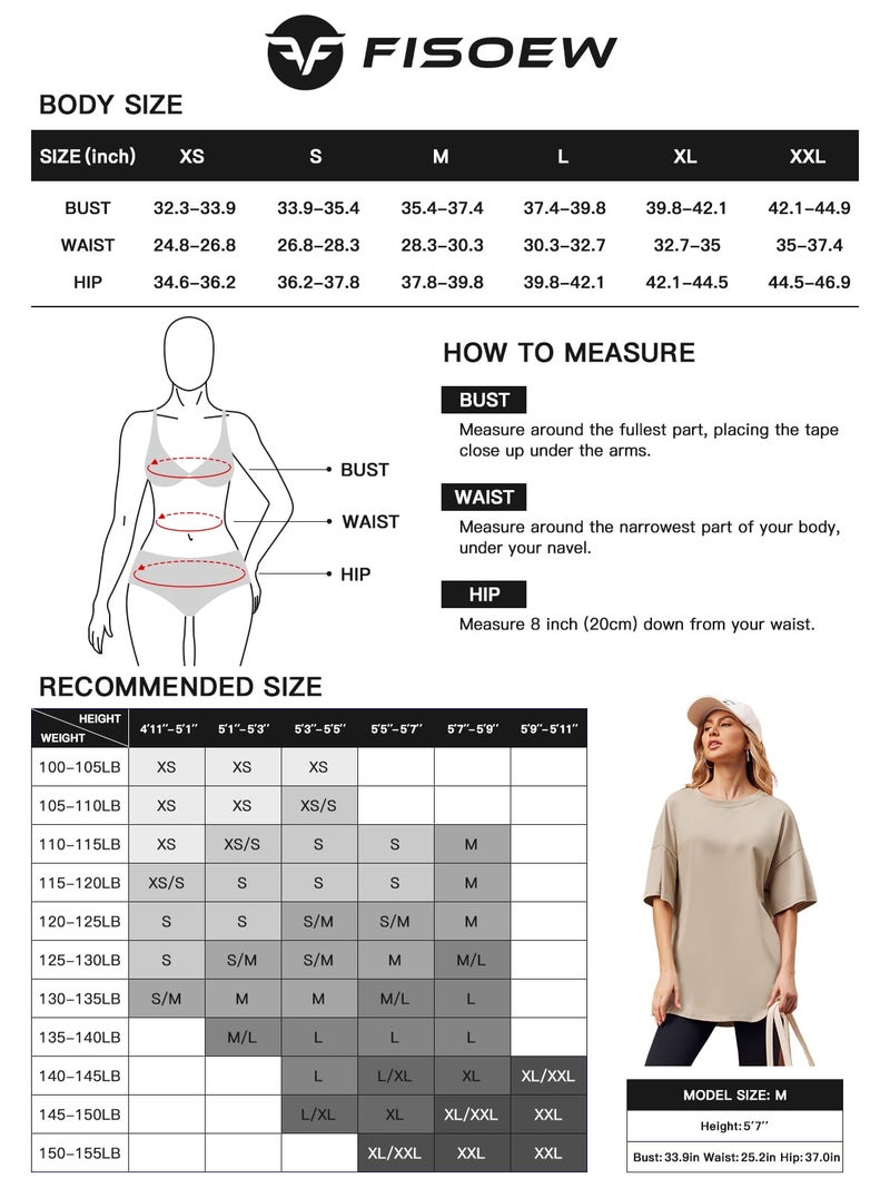 Fisoew Womens Oversized T Shirts Tees Half Sleeve Crew Neck Cotton Tunic Tops - Image 5