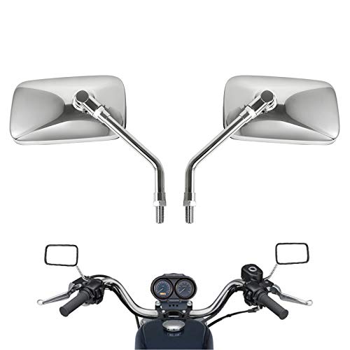 Rawsomes 10 mm Bolt Chrome Motorcycle Universal Handlebar Rear view Side Mirrors Compatible with Harley Kawasaki Suzuki Aprilia Street Bike Cruiser Scooter Mirror SIZE: 125mm X 70mm (Chrome Silver) - Image 1