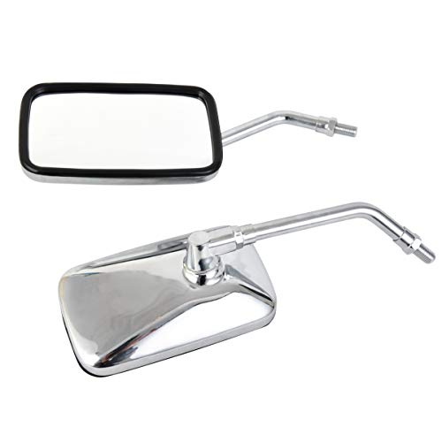 Rawsomes 10 mm Bolt Chrome Motorcycle Universal Handlebar Rear view Side Mirrors Compatible with Harley Kawasaki Suzuki Aprilia Street Bike Cruiser Scooter Mirror SIZE: 125mm X 70mm (Chrome Silver) - Image 3