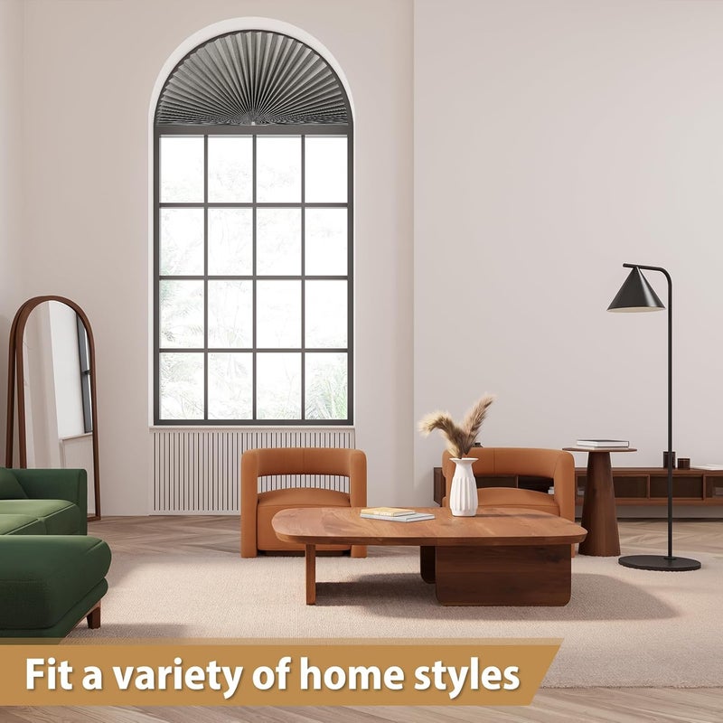 Zipcase 2 Pack Arch Window Shade, Arch Light Filtering Fabric Shade fit for Perfect Half-Round Arch Windows No Tools Installation, Grey, 72” x 36” - Image 2