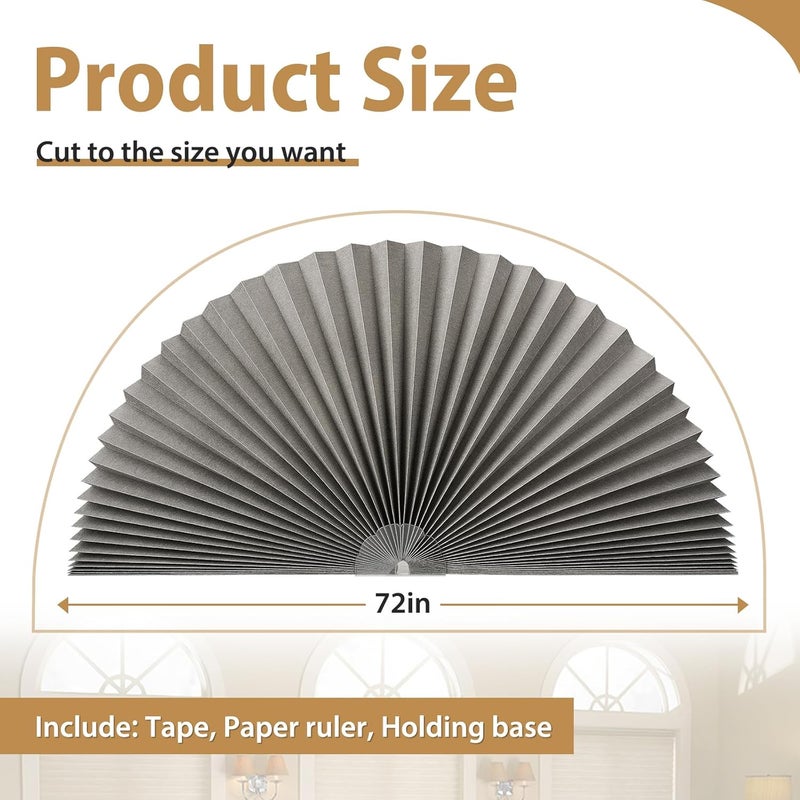 Zipcase 2 Pack Arch Window Shade, Arch Light Filtering Fabric Shade fit for Perfect Half-Round Arch Windows No Tools Installation, Grey, 72” x 36” - Image 5