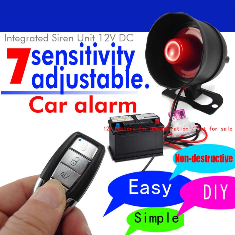 Universal Car Alarm: 12Volt, 125DB Loudness, 7-Levels Sensitivity - Easy Non-Destructive Installation, 2 Remote Controllers for 12Volt Vehicles SUVs Small Vans Electric Tricycles - Image 4