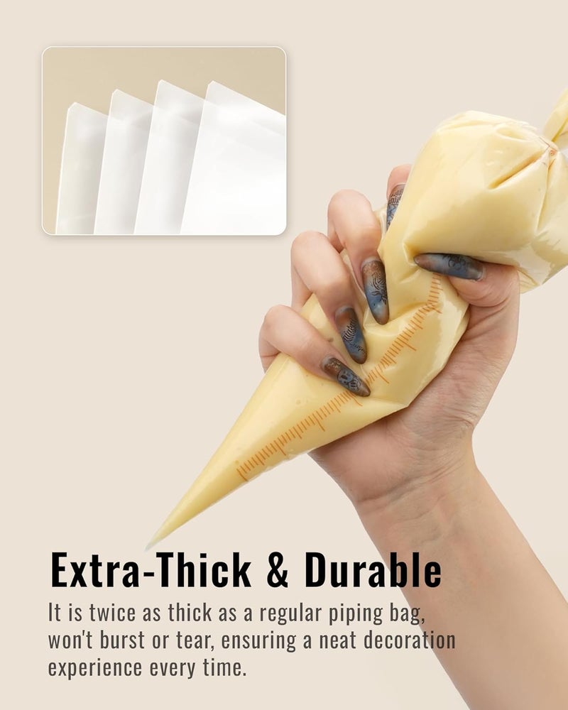 Bake Choice 12 Inch Piping Bags, 100PCS Thickened Disposable Pastry Bags, Anti Burst Icing Bags for Cream Frosting, Non-slip Frosting Bags, Cake & Cookie Decorating Supplies - Image 3