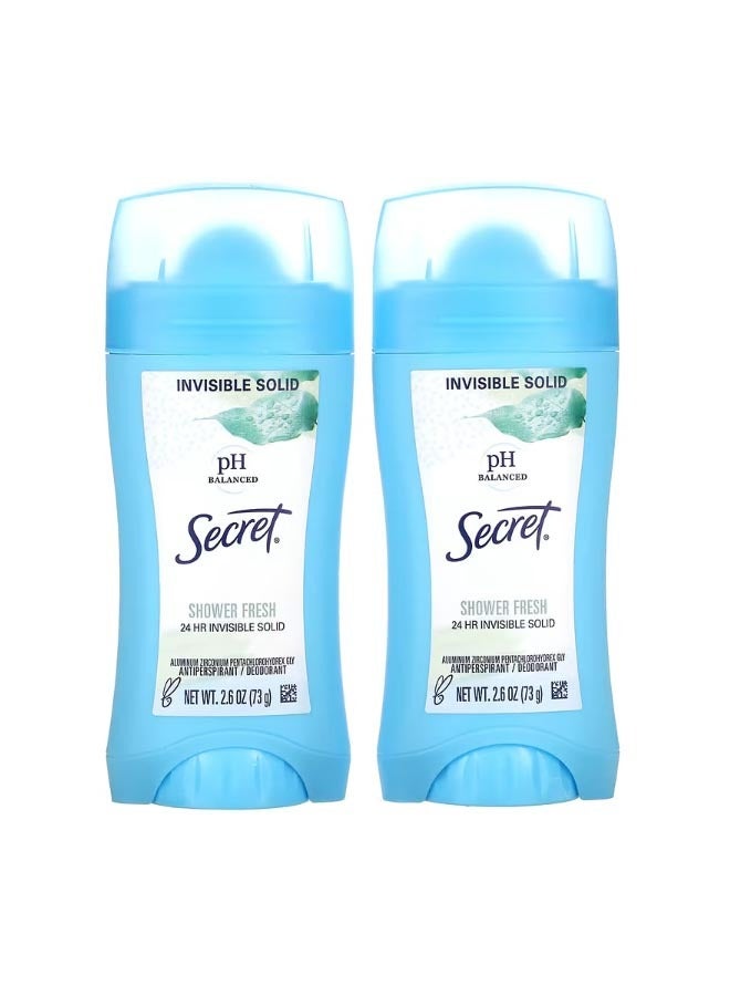 Secret pH Balanced  Antiperspirant/Deodorant Invisible Solid Shower Fresh Twin Pack 2.6 oz 73 g Each - Image 1
