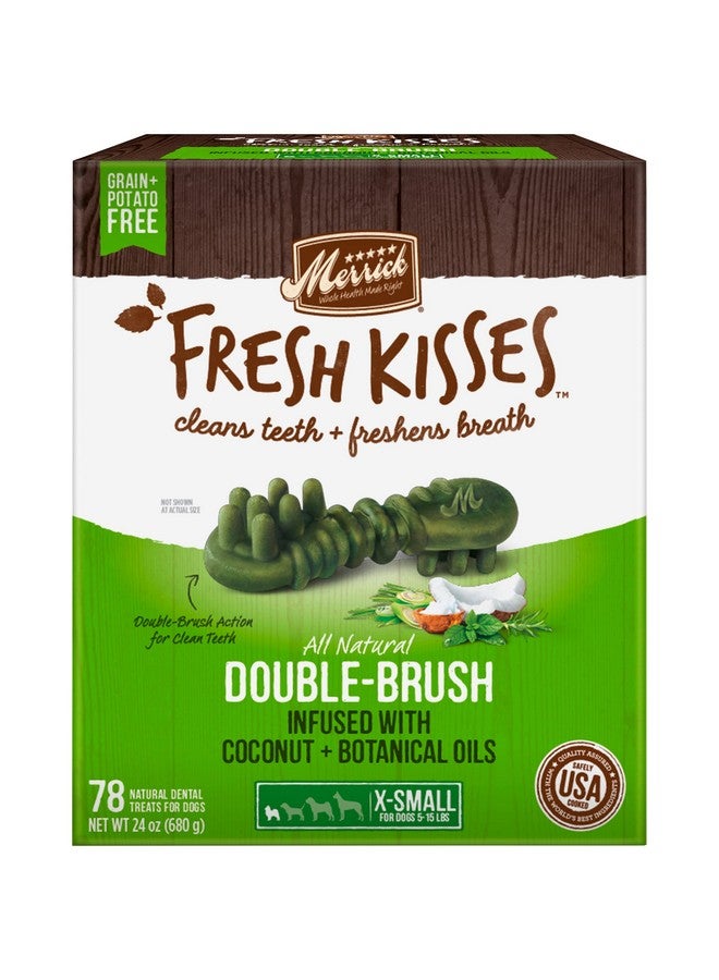 Merrick Fresh Kisses Double-Brush Dental Dog Treats, Infused with Coconut & Botanical Oils, Cleans & Freshens Breath for X-Small Dogs, 78 Dental Dog Treats/Pack (Pack of 2) - Image 2