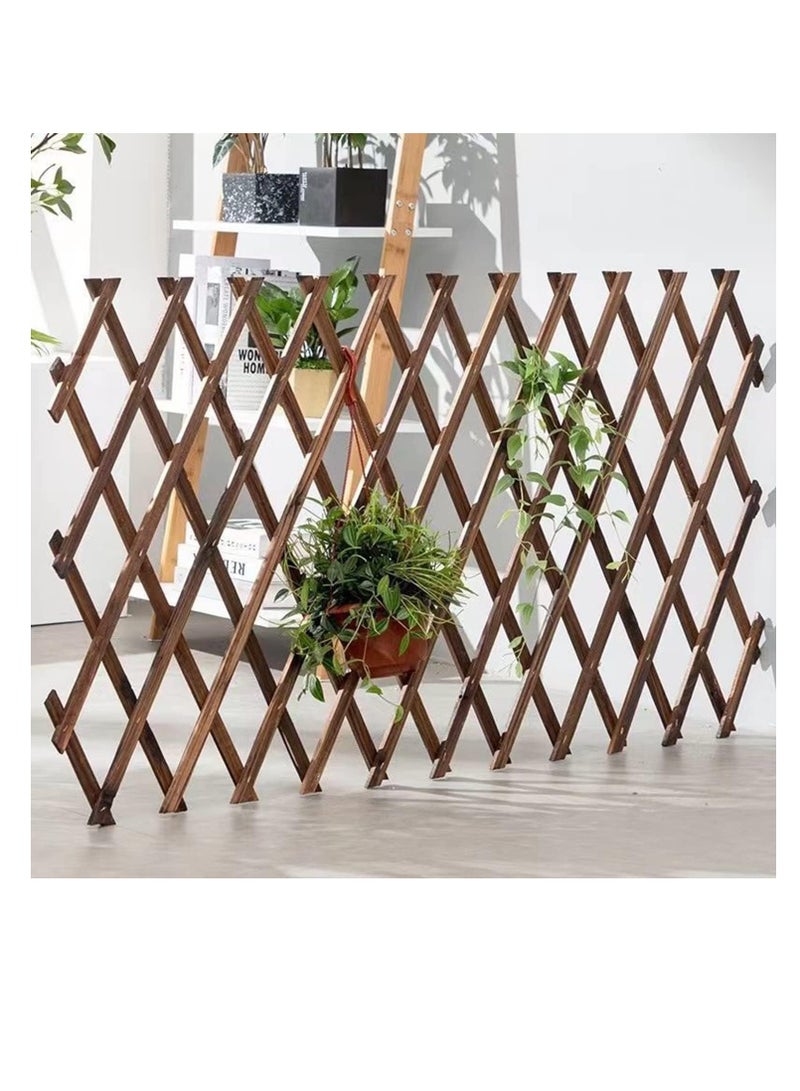 Generic 𝐅𝐅𝐃 Expandable Wooden Picket Fence Wooden Garden Fence Portable Extendable Wicker Wood Fence Wooden Picket Fence Trellis Plant Vine Climbing Frame Fence  - Image 1