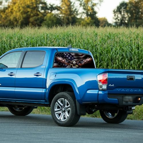 Tobethay Rear Window Decals for Trucks 65x22 in Back Window Decals Fit Most Pickup Trucks SUV Vinyl American Eagle Flag Back Window Decal for Car Personalized Decoration Colorful - Image 3