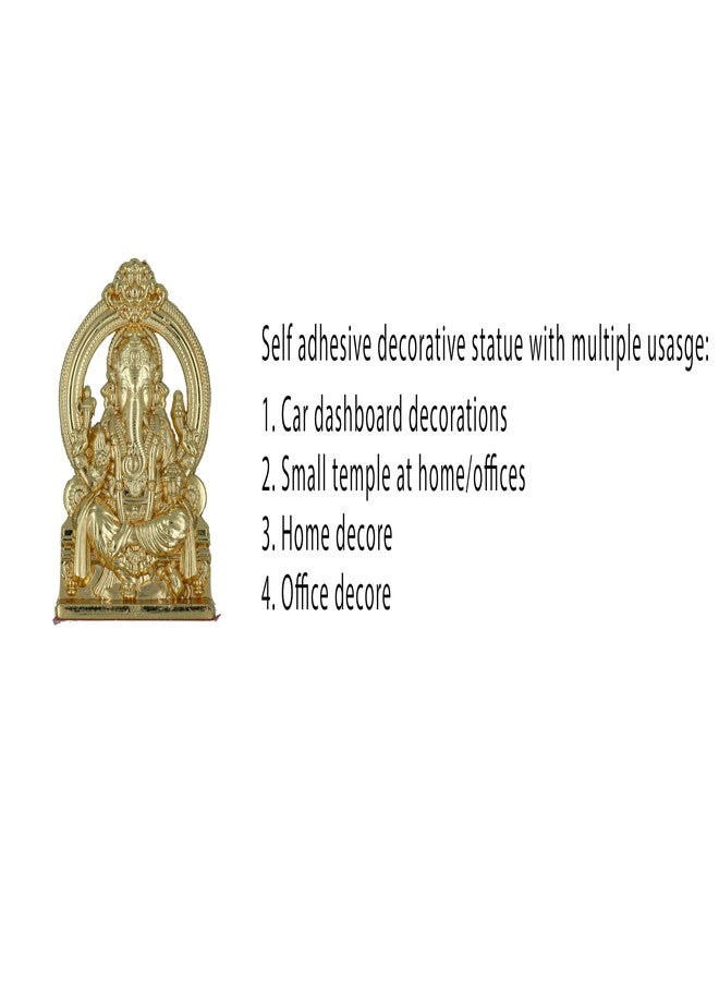 ringzinnie Ganesha Idol for Car Dashboard & Home Temple - Exquisite Ganpati Brass Statue for Good Luck & Fortune (Gold) - Image 3