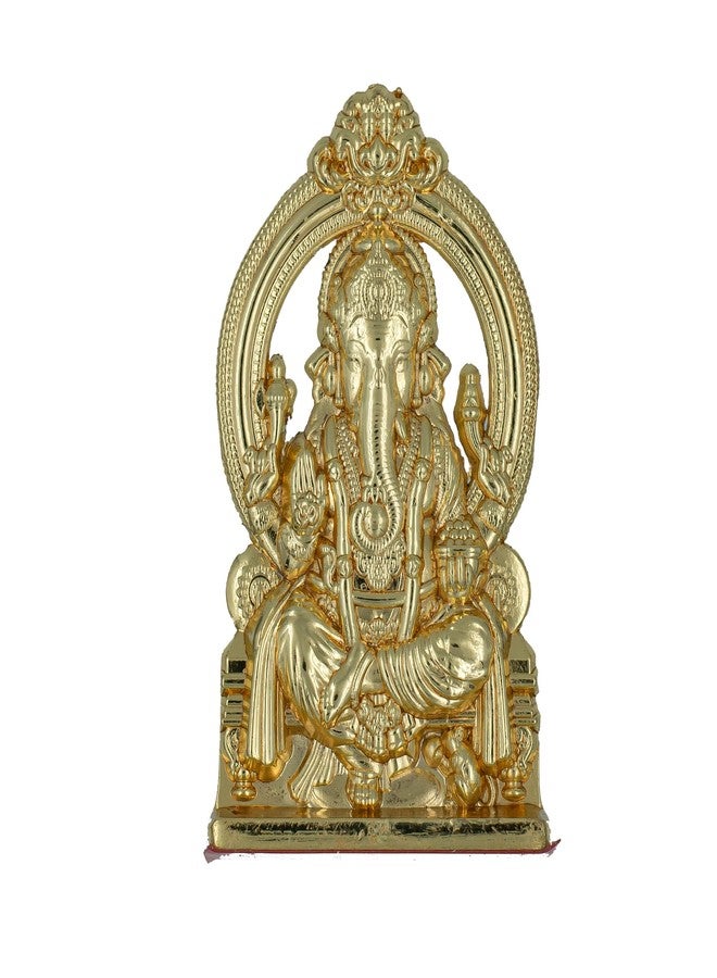 ringzinnie Ganesha Idol for Car Dashboard & Home Temple - Exquisite Ganpati Brass Statue for Good Luck & Fortune (Gold) - Image 1
