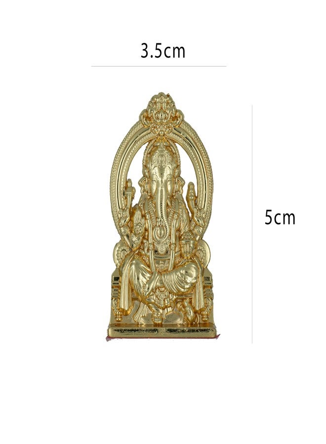 ringzinnie Ganesha Idol for Car Dashboard & Home Temple - Exquisite Ganpati Brass Statue for Good Luck & Fortune (Gold) - Image 2