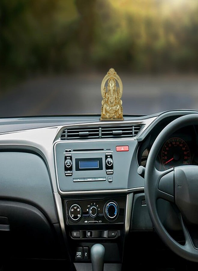 ringzinnie Ganesha Idol for Car Dashboard & Home Temple - Exquisite Ganpati Brass Statue for Good Luck & Fortune (Gold) - Image 4