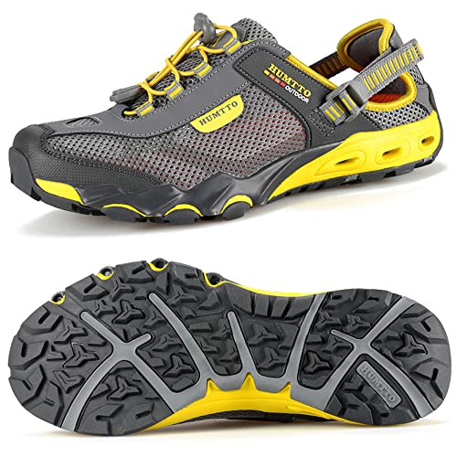 HUMTTO Men's Amphibious Water Shoes - Outdoor Hiking Sandals for Men Summer Non-Slip Quick Drying Water Sandals River Shoes 7.5-8 Grey - Image 1