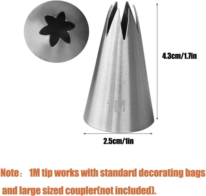 Bmaacye 1M Piping Tip for Cake Decorating,Seamless Icing Tips,3 Pcs Decorating Tips,Open Star,Stainless Steel - Image 4
