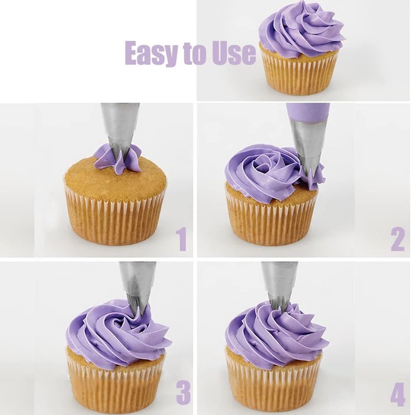 Bmaacye 1M Piping Tip for Cake Decorating,Seamless Icing Tips,3 Pcs Decorating Tips,Open Star,Stainless Steel - Image 2