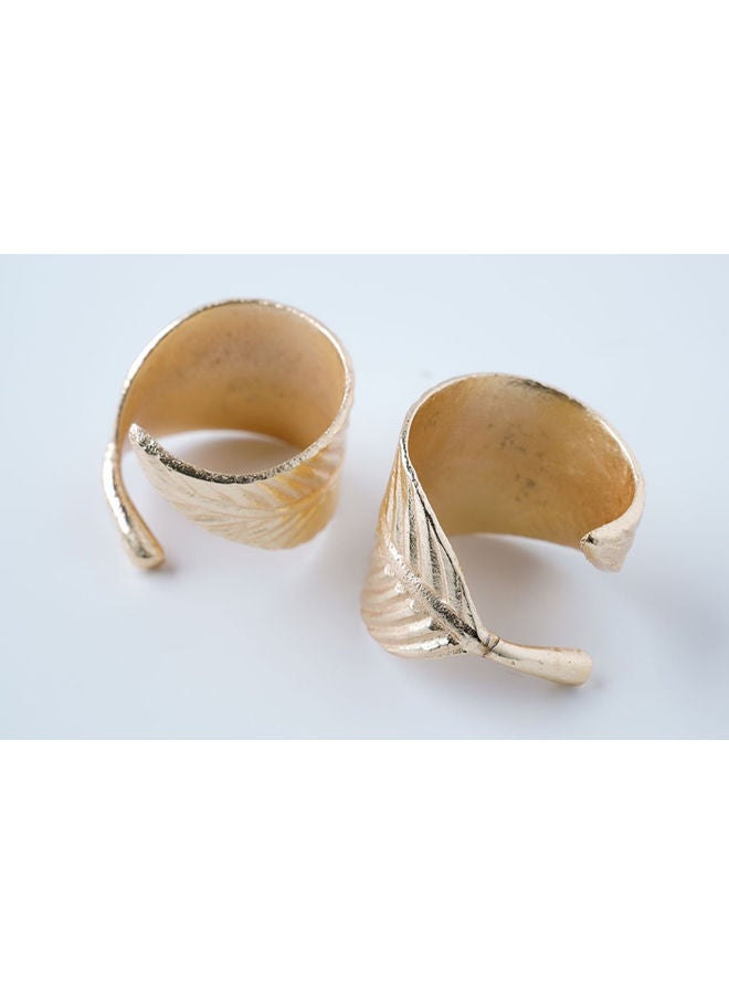 Pan Home GOLDEN LEAF S/2 NAPKIN RING GOLD - Image 4