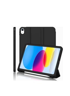 New iPad 10.9 Inch Case 2022(10th Gen) with Pencil Holder,Trifold Stand Smart Case with Soft TPU Back,Auto Wake/Sleep(Black)