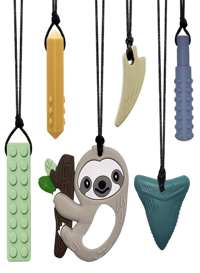 MaberryTech Direct Chew Necklaces for Sensory Kids 6 PCS, Chewy Necklaces Sensory Toys for Boys Girls Children with Autism, ADHD, Anxiety, Oral Motor Stimulation, Silicone Teething Necklace BPA Free - Image 1