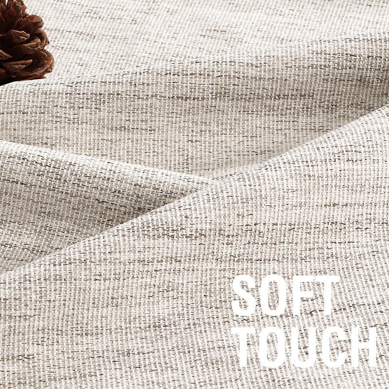 H.VERSAILTEX H.VERSAILTEX 100% Blackout Curtains Linen Textured Chenille Curtains Full Light Blocking Thermal Insulated Curtain 84 Inches Long with White Flocking Coating Back  2 Panels  Heathered Natural - Image 4
