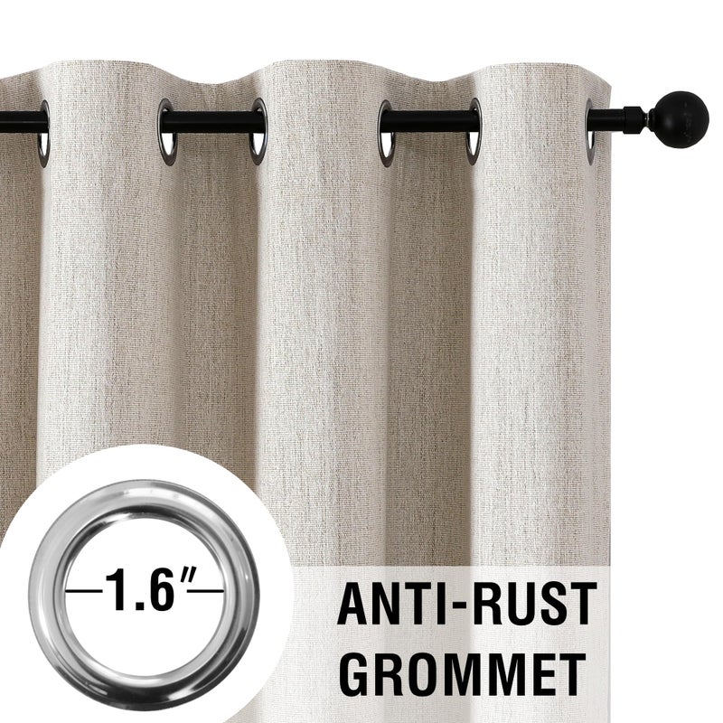 H.VERSAILTEX H.VERSAILTEX 100% Blackout Curtains Linen Textured Chenille Curtains Full Light Blocking Thermal Insulated Curtain 84 Inches Long with White Flocking Coating Back  2 Panels  Heathered Natural - Image 5