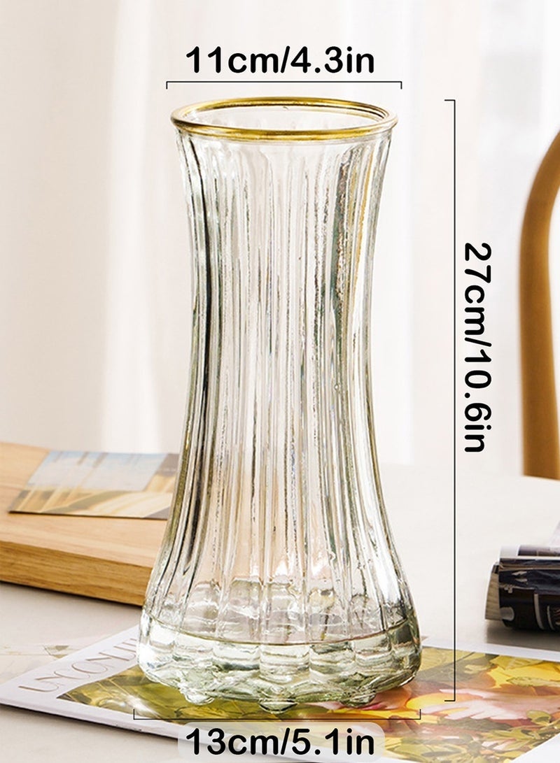 Bukela Qiccijoo Clear Glass Vase Modern Large Flower Glass Vase for Home Office Decor Tall Vase Glass Table Vase for Wedding Housewarming Gift(Transparent) - Image 2