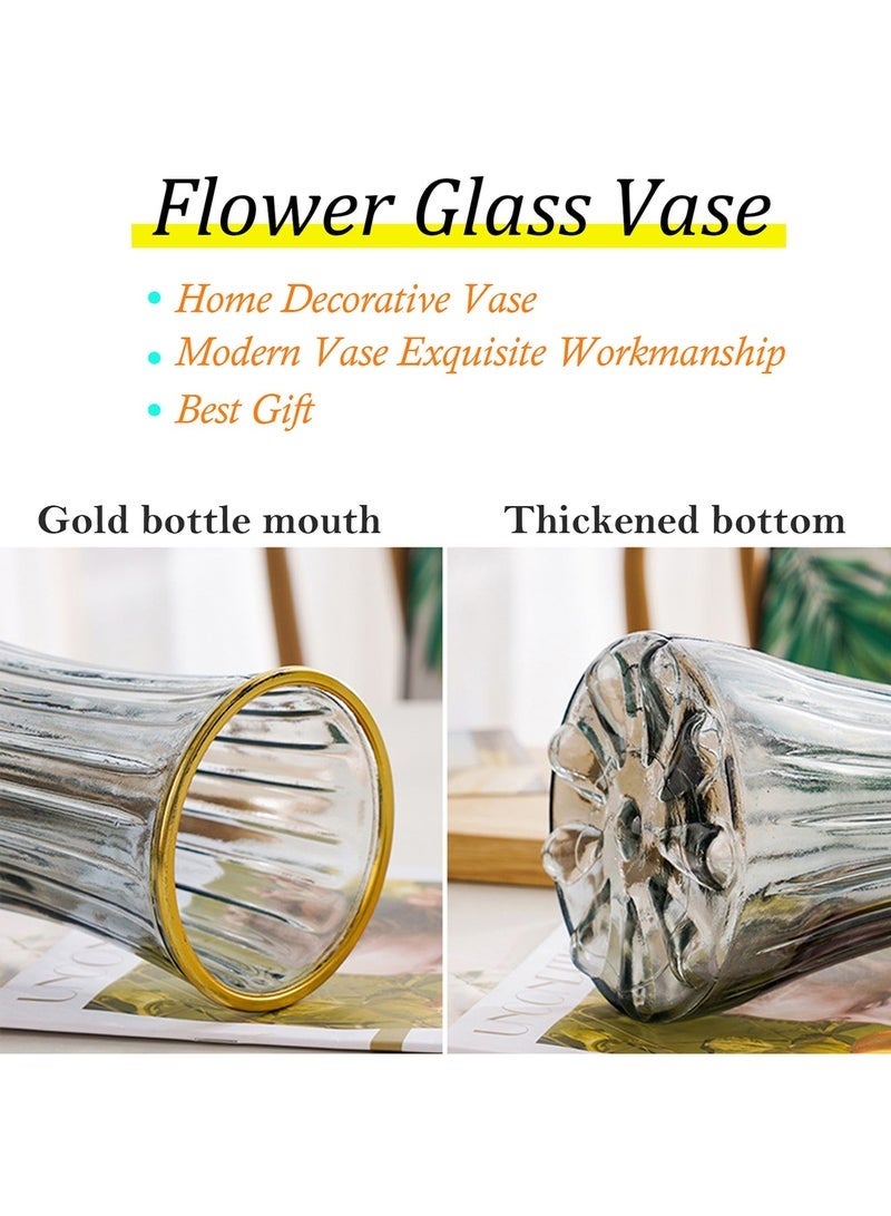 Bukela Qiccijoo Clear Glass Vase Modern Large Flower Glass Vase for Home Office Decor Tall Vase Glass Table Vase for Wedding Housewarming Gift(Transparent) - Image 5