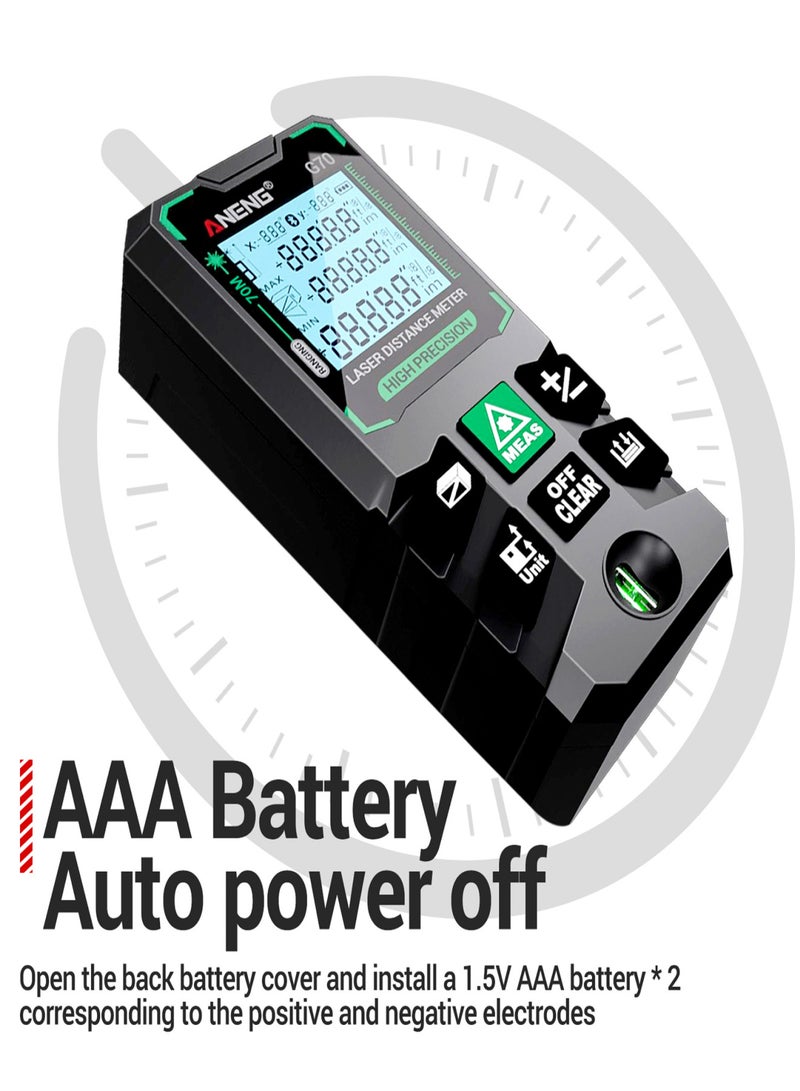 ANENG ANENG G70 Smart High-Precision Rangefinder Green Distance Meter 30 Set of Data Storage Autonomous Calibration Multi-function Tool - Image 5
