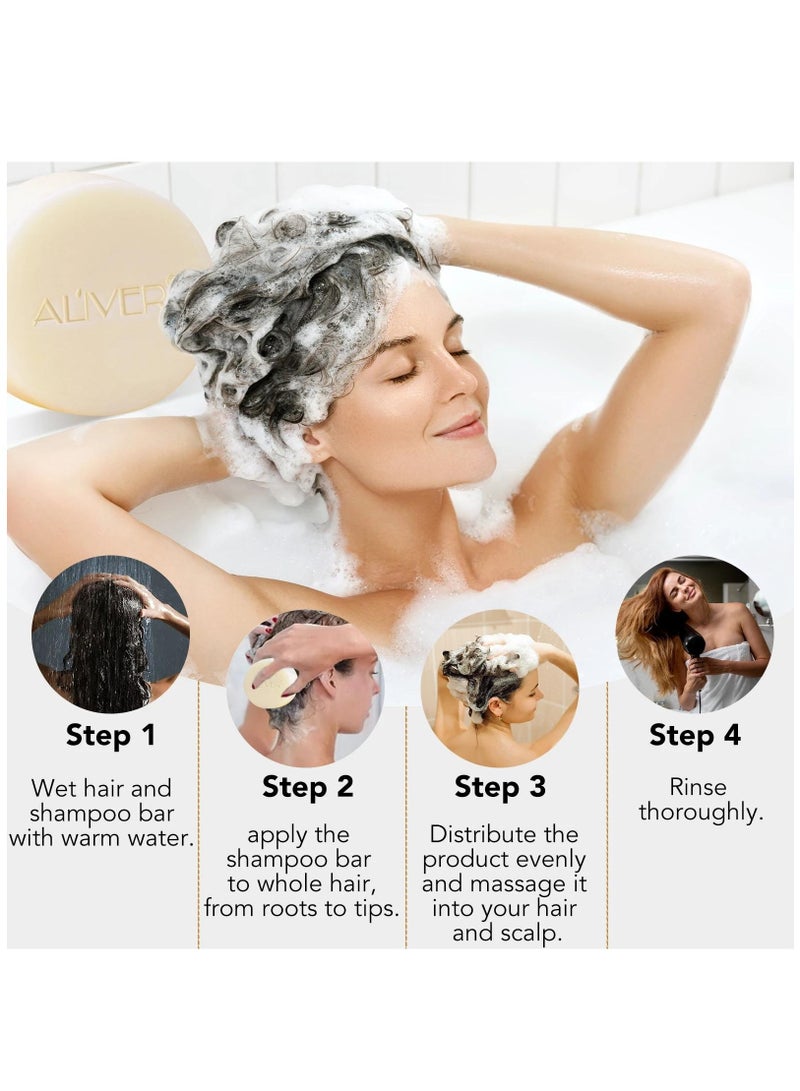 ALIVER Rice Water Protein Shampoo Bar Rice Water Solid Shampoo Bar for Hair Growth Rice Water protein Shampoo Bar for Strengthening Weak or Damaged Hair Thinning Hair & Hair Loss Soap - Image 4