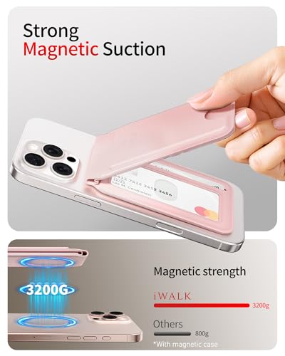 iWALK Stronger Magnetic Wallet Upgraded for MagSafe Wallet RFID Blocking 5 Card Holder with Adjustable Stand Slim Leather Phone Wallets for iPhone 171615141312 Series iPhone Wallets - Image 3