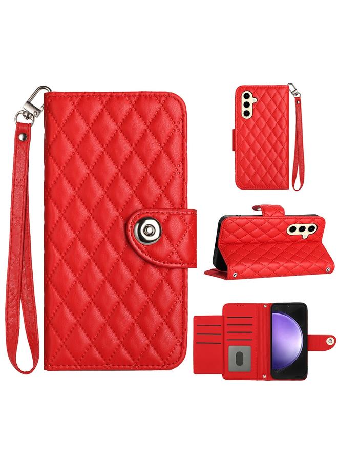 S-TOP Case For Samsung Galaxy S24+ 5G Rhombic Texture Flip Leather Phone Case with Lanyard - Image 1