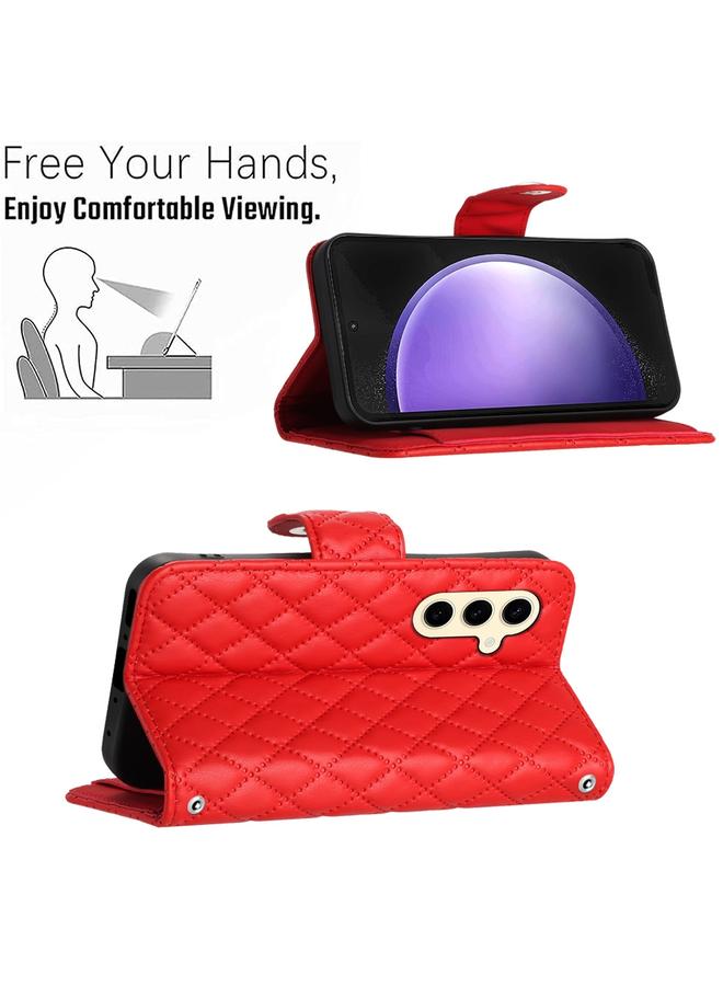 S-TOP Case For Samsung Galaxy S24+ 5G Rhombic Texture Flip Leather Phone Case with Lanyard - Image 4