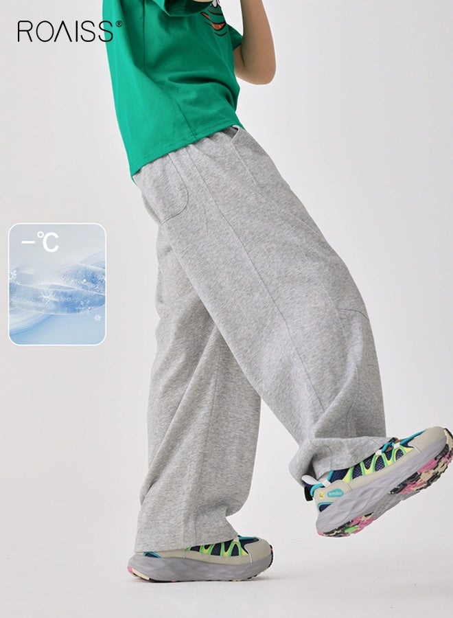 roaiss Boys Summer Sweatpants, Elastic Waist Pants with Side Pockets, Moisture-wicking Quick-dry Sport Pants, Comfortable Breathable Slacks, Casual Versatile Trousers for Boys, Suitable for Daily Wear and Outdoor Activities - Image 2